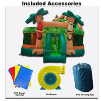 Château gonflable commercial pour enfants à thème jungle avec toboggan et souffleur – Idéal pour les fêtes