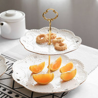 Présentoir rond pour snack et fruits, plateau de service pour dessert, cupcake, mariage, 3 étages, 6, 8, 10 pouces, en céramique