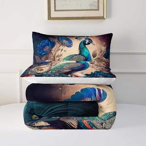 Stile bohémien Twin <span class=keywords><strong>trapunta</strong></span> Set pavone blu su motivo Vintage a righe 300TC 1 <span class=keywords><strong>trapunta</strong></span> 2 federe per camera da letto delle ragazze - Product Image 5