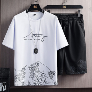 Ensemble de sport décontracté d'été pour hommes I-0708 en gros, t-shirt et <span class=keywords><strong>pantalon</strong></span>, 2 pièces, ensemble de chemise et short d'été pour hommes - Product Image 3