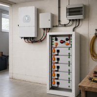 Sistem Tenaga Surya Rumah Tangga 15KWH Off Grid dengan Baterai LiFePO4 51.2V, Kabinet yang Dapat Ditumpuk, dan Inverter Hybrid 25kW IP65 ESS