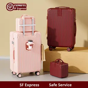 Valise en néoprène rouge <span class=keywords><strong>Boco</strong></span> pour dot de mariage, haut de gamme, épaisse, durable, à roulettes, avec serrure à combinaison, grande capacité - Product Image 4