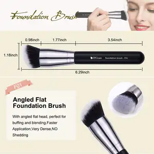 Kabuki OEM ODM Customizable 3Pcs Foundation Contour Concealer Blusher Brush Face Kabuki Blush Travel Makeup Brushes Set