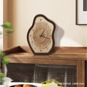 Dropshipping Shopify Original Wood Style <b>Desk</b> Clock Tabletop Living Room Wall Clock Silent Unique <b>Small</b> Retro Decorative Hanging - Product Image 2