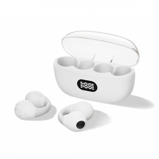 BH18 Hifi Wireless Earbud Low Latency Bt5.3 Clip Ear Tws Led Display Stereo Bone Conduction Earphone