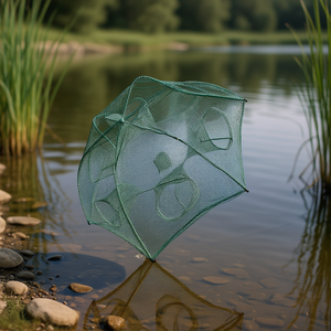 Cjyj Filet de pêche à 6 côtés, portable, automatique, en maille, pour crevettes, vairons, crabes, écrevisses, en polyéthylène - Product Image 2