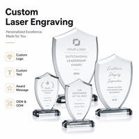 Logotipo Grabado con Láser, Texto de Alta Claridad, Premio de Cristal en Forma de Escudo, Trofeo de Cristal Personalizado