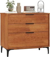 Commode moderne à 3 tiroirs, écologique, réglable, avec pieds en métal noir, style européen contemporain, meuble de rangement pour chambre et salon