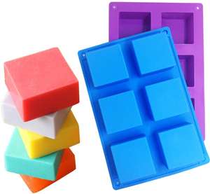 Molde cuadrado de silicona para jabón de <span class=keywords><strong>6</strong></span> cavidades, molde para hornear, molde para pasteles, galletas, moldes para dulces de Chocolate, bandejas para cubitos de hielo hechas a mano DIY - Product Image 1