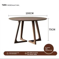 Ensemble de table à manger en bois de caoutchouc couleur noyer moderne avec 4 chaises Hiroshima douces, meubles de restaurant ronds, usage domestique