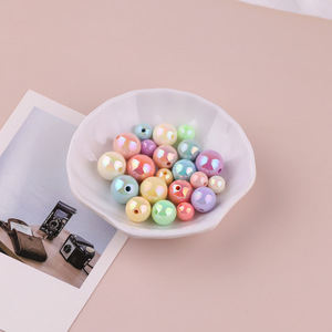 ลูกปัดอะคริลิกรูปทรงกลม สีรุ้ง สีมาการอง สำหรับทำเครื่องประดับ DIY ขนาด 8 มม. 10 มม. 12 มม. - Product Image 2