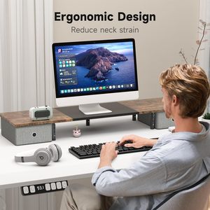 Extra Large Dual Monitor Stand Riser with Two <strong>Drawers</strong> for 2 Monitors with Storage <strong>Desktop</strong> Organizer - Product Image 5