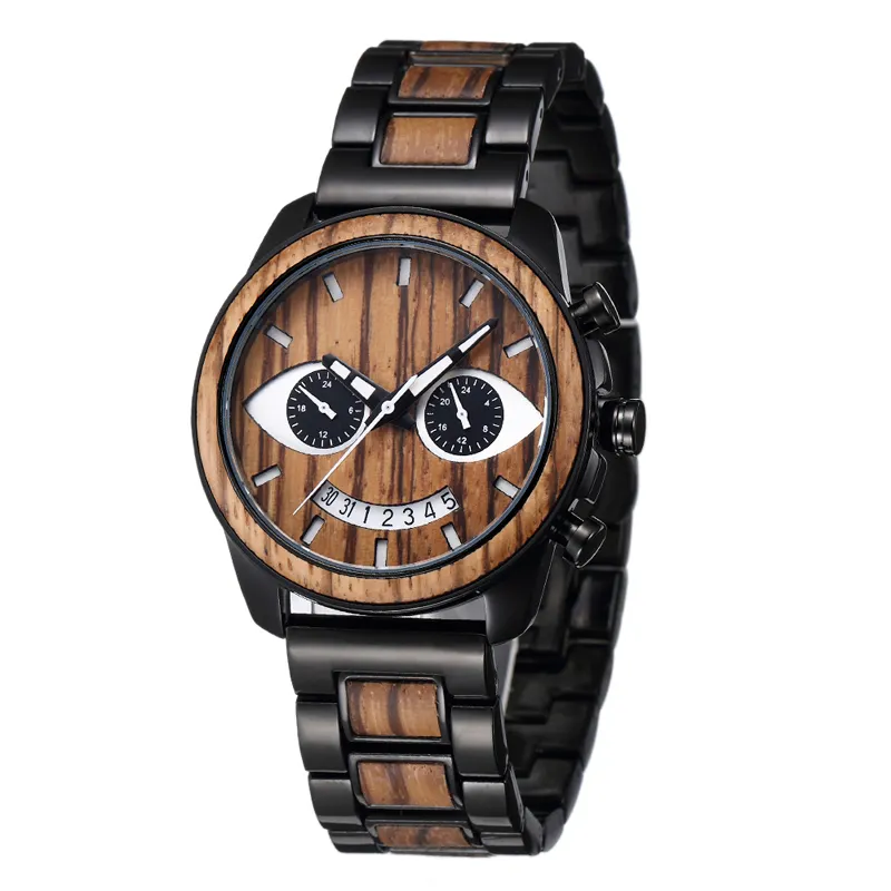 SOPEWOD Fashion Design Waterproof Custom Logo Dial Calendar Wooden Wrist Watch男性のための