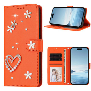 เคสโทรศัพท์หนังแบบฝาพับประดับพ<span class=keywords><strong>ล</strong></span>อยเทียมรูปหัวใจประดับมุกสำหรับ iPhone 17 Air 15 <span class=keywords><strong>PRO</strong></span> <span class=keywords><strong>MAX</strong></span> 16E 14 <span class=keywords><strong>13</strong></span> 12 PLUS ช่องเสียบบัตรปิดด้วยแม่เหล็ก - Product Image 1