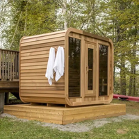 Cabine de sauna infrarouge lointain électrique russe pour 6 personnes, en hemlock, design moderne, panneau de commande informatisé, alimentation par prise, 1