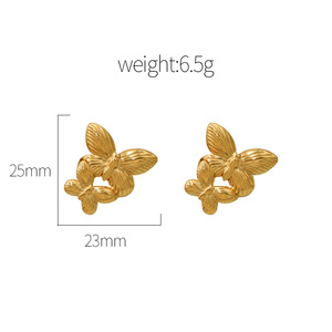 Butterfly Metal Stud Earrings Gold Stainless Steel Fashion Jewelry For Women Geometric Design Trendy Earrings - Product Image 4