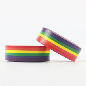 Cinta Washi Básica Arcoíris de 15 mm x 10 m, Rayas Arcoíris, Decoración para Diario, Suministros para Manualidades - Product Image 1