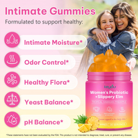 Probiotiques féminins et supplément de gelée d'orme rouge, gommes probiotiques pour femmes pour une flore vaginale saine