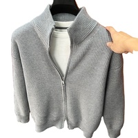 Pull à fermeture éclair uni pour homme, pull tout-aller, automne et hiver, veste slim populaire, col montant pour homme