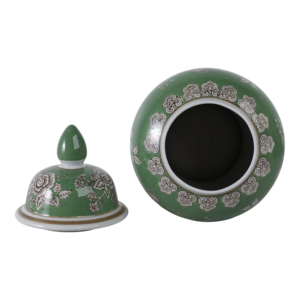 Vaso decorativo in ceramica con disegno di uccelli verdi e fiori per soggiorno, ufficio e decorazioni per la casa - Product Image 6