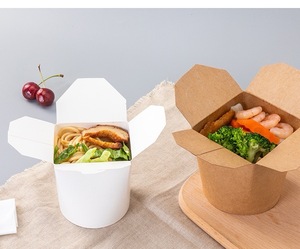 Caja de comida para llevar, envase rápido para comida para llevar, caja de pasta Kraft de 750 ml, caja de papel para fideos, kebab y doner con impresión. - Product Image 3