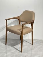 Fauteuils de salle à manger modernes en bois massif de style nordique, revêtement en cuir, design durable pour salles à manger, restaurants, hôtels, lieux de loisirs