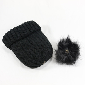 Mới Đến Mùa Thu Mùa Đông Ấm Áp Dệt Kim Hat Phụ Nữ Ngoài Trời Lông Pompom Bóng Windproof Beanie Hat Với Satin Lót - Product Image 2