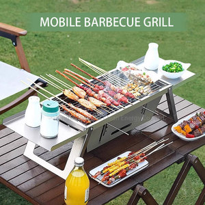 Dày có thể gập lại than nướng thịt nướng di động bếp nướng với túi lưu trữ cho trong nhà ngoài trời nướng - Product Image 3