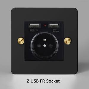 Prise électrique européenne française 16A 220V double pôle murale en acier inoxydable nickel mat rétro moderne norme britannique USB type-C - Product Image 6