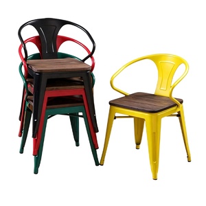 <span class=keywords><strong>Chaise</strong></span> de salle à manger industrielle vintage en métal peint avec <span class=keywords><strong>coussin</strong></span> en cuir PU pour restaurant, café, bistrot, patio, jardin - Product Image 6