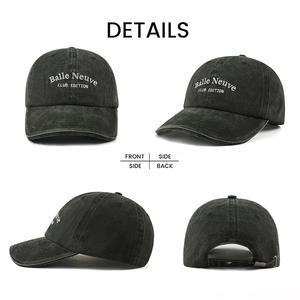 Casquette de baseball vintage délavée à l'acide, non structurée, profil bas, style papa, en coton uni, personnalisable, vente en gros - Product Image 3