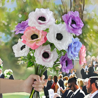 O-X915 Giant Blue Purple Anemone Großhandel 3D gedruckte künstliche Blume mit Real Touch Home Hochzeit chinesische Neujahrs dekoration
