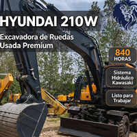 Excavatrice sur pneus Hyundai R210W d'occasion, pelle sur pneus Hyundai 210 d'occasion avec moteur Cummins et système hydraulique Kawasaki