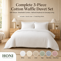 HONI Factory Supplies - Ensemble de housse de couette et taies d'oreiller en coton, style luxe, géométrique et moelleux, pour lit double, pour toute la maison