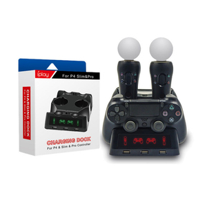 Station de charge 4 en 1 HBP-118 pour manettes <span class=keywords><strong>PS4</strong></span> PSVR <span class=keywords><strong>VR</strong></span> Move, <span class=keywords><strong>chargeur</strong></span> quadruple pour manettes PS MOVE - Product Image 1