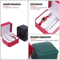 Boîte cadeau pour montre en cuir PU avec doublure en velours, présentoir pour bracelet et rangement pour bijoux, gaufrage de logo personnalisé, vente en gros en vrac, MOQ 10
