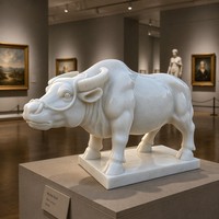 Statue d'animal en marbre de qualité supérieure, finie à la main, avec détails musculaires complexes - Entièrement personnalisable