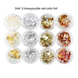 Nail Art Quatre Couleurs <span class=keywords><strong>Or</strong></span> Argent Feuille Coucher de Soleil Rouge Plastique Platine Papier Cristal <span class=keywords><strong>Boue</strong></span> 2D Luxe Ecologique Manucure Paillettes - Product Image 2