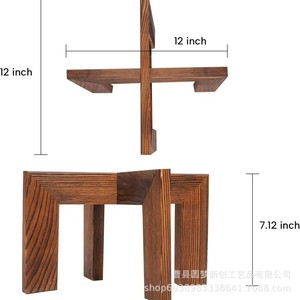 Wooden flower <b>pot</b> base, balcony plant <b>stand</b>, floor-standing cross-shaped flower <b>pot</b> rack, green plant ornament, solid wood - Product Image 4