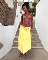 Chaîne de corps de luxe faite à la main avec perles de cristal, soutien-gorge sexy en perles avec pompons pour festival, plage, boîte de nuit, soirée, bijoux