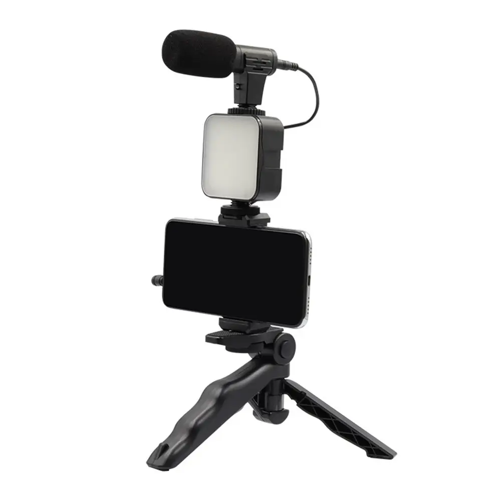 AY-49 Smartphone Video Kit Microphone LED Light Tripod Holder for Vlogging Photography Recording Handle Stabilizer Bracket
