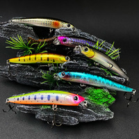 Leurre Minnow Coulant Longue Portée 80mm 14.3g pour Eau Salée, Appât Artificiel Tremblant Type Crayon pour la Pêche à la Truite, au Brochet et au Perche, Matériel de Pêche, Wobblers