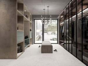 Armoire sur pied en bois de style minimaliste moderne, design segmenté personnalisé - Product Image 2