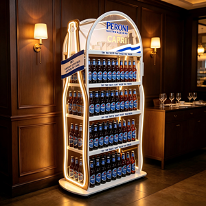 Exhibidor <span class=keywords><strong>de</strong></span> Metal <span class=keywords><strong>de</strong></span> 4 Niveles con Forma <span class=keywords><strong>de</strong></span> Botella <span class=keywords><strong>de</strong></span> Cerveza con Luz LED Personalizada para Supermercados, Bares y Tiendas Libres <span class=keywords><strong>de</strong></span> Impuestos - Product Image 5