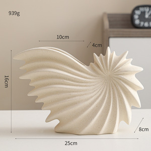 Florero de cerámica nórdico moderno, diseño transfronterizo blanco esmerilado, decoración suave creativa para sala de estar, esmalte mate para el hogar - Product Image 6