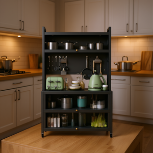 Scaffale Metallico Moderno per Cucina con 5 Ripiani, Design Minimalista Autoportante per Organizzazione Cucina - Product Image 2