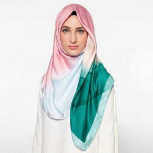 Custom Square Satin Plain Hijab Solid Color Peach <b>Head</b> <b>Wrap</b> Spring Summer Wear OEM ODM Textile Manufacturer India - Product Image 1