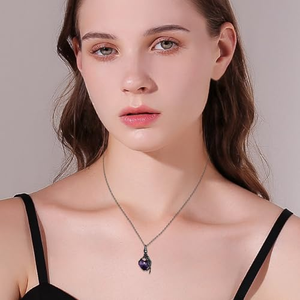 Collana con Teschio in Acciaio Inox Placcato Argento, Pendente a Forma di Cuore con Zircone Sintetico, Stile <span class=keywords><strong>Gotico</strong></span> Punk, Regalo di Natale per Donne - Product Image 5