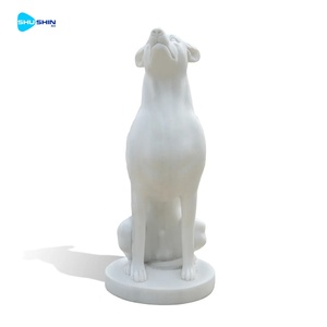 Sculpture de chien européenne en marbre blanc, faite à la main, personnalisable, statue de gardien pour jardin, porche, temple et villa, utilisation en extérieur - Product Image 2