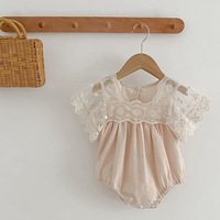 Combinaisons d'été pour bébés filles, combinaison princesse, couleur unie, combinaisons en dentelle pour filles, vêtements à manches bouffantes pour tout-petits